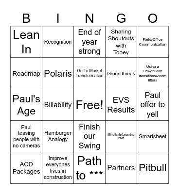 GPS All Hands Nov 2024 Bingo Card