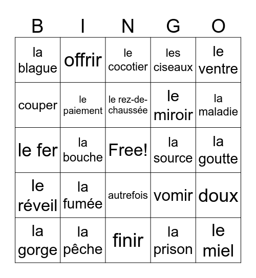 Révision Unité 1-4 Bingo Card