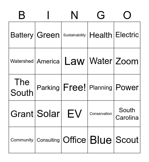 Watershed Bingo Card