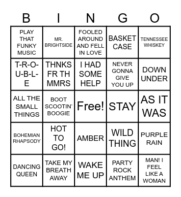 Summit Events Mix Tape Music Bingo Card