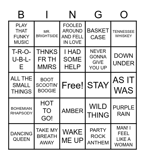 Summit Events Mix Tape Music Bingo Card