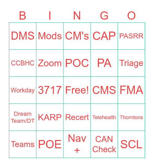 DSD BINGO Card
