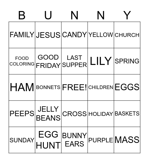 EASTER BINGO Card