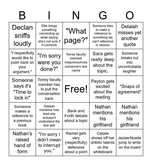 MLK Cohort Bingo Card
