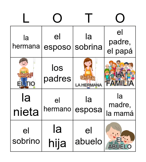 LA FAMILIA Bingo Card