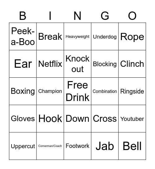 Mike Tyson vs Jake Paul Bingo Card