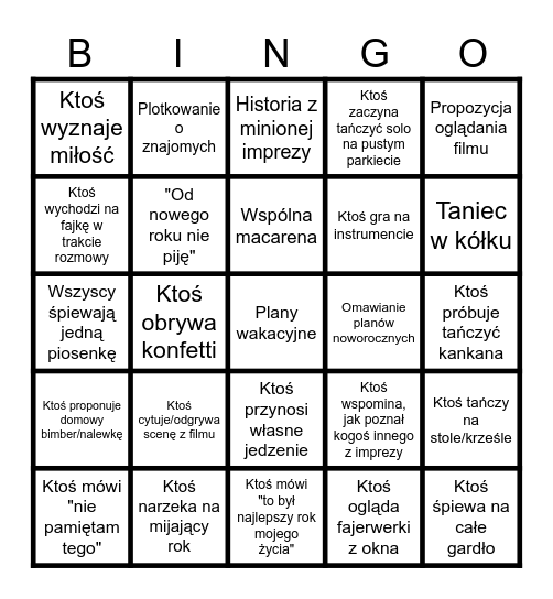 SYLWESTER 2024/2025 Bingo Card