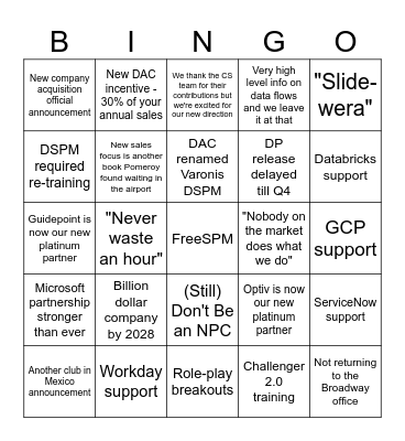SKO 2025 Bingo Card