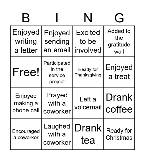 MOTB Day of Thanks BINGO Card