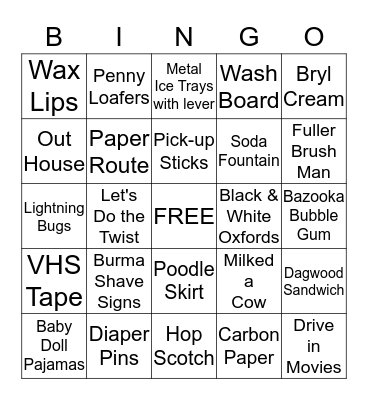 The Good Old Days Bingo Card