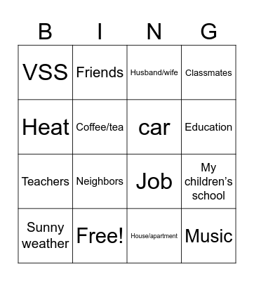 Thanksgiving Bingo Card