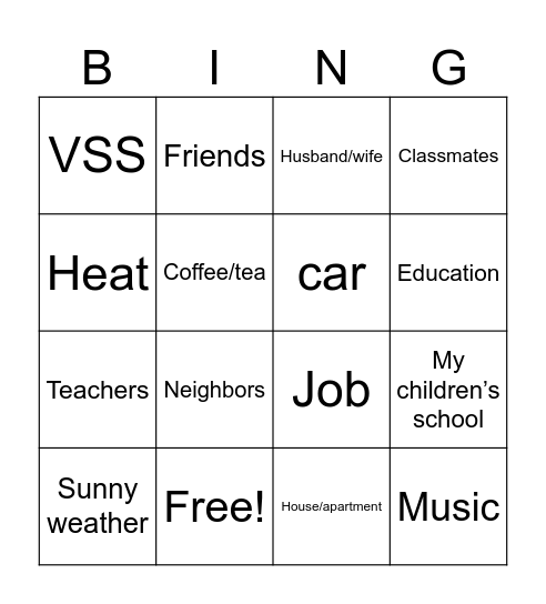 Thanksgiving Bingo Card