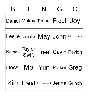 Friends For Life Bingo Card