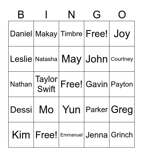 Friends For Life Bingo Card