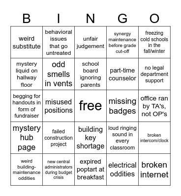 school district bingo Card