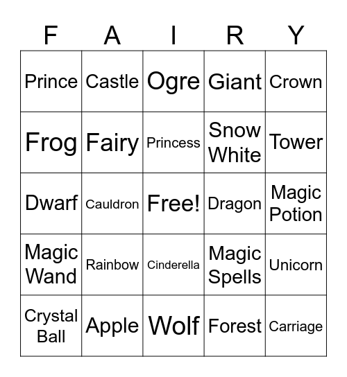 Fairy Tale Bingo Card