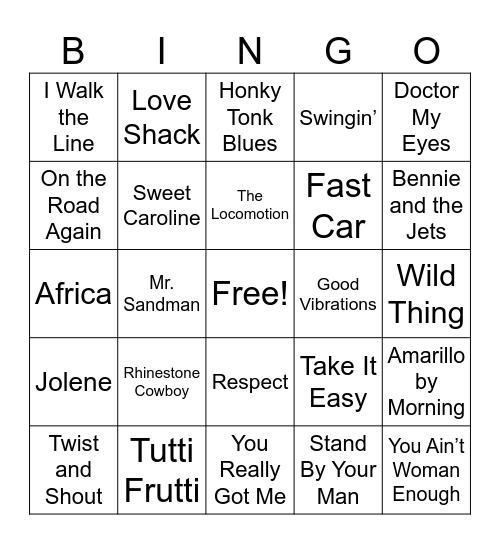 Through the Decades Bingo Card