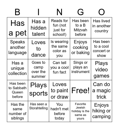 Find someone who.. Bingo Card