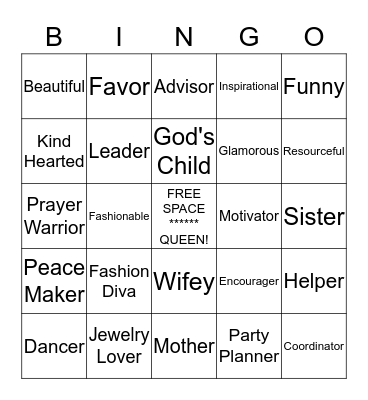 Brigitte's Bountiful  Blessings Bingo Card