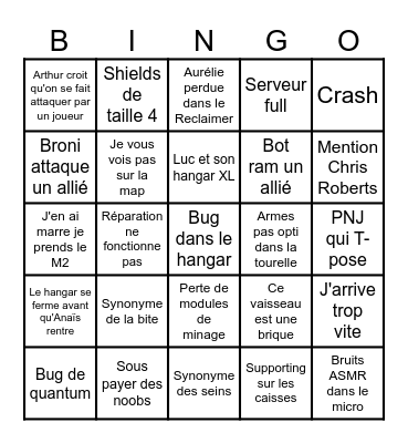 Star Citizen Bingo Card