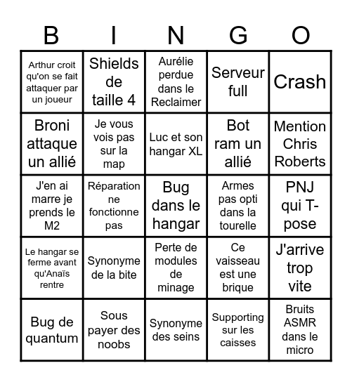 Star Citizen Bingo Card