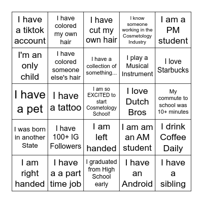 New Student Orientation Ice Breaker Bingo Card