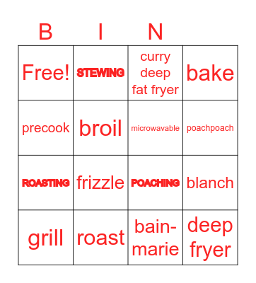 Method of Cooking Bingo Card