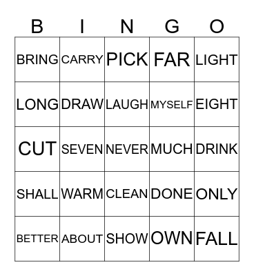 Gaston 2nd/3rd Grade Bingo Card