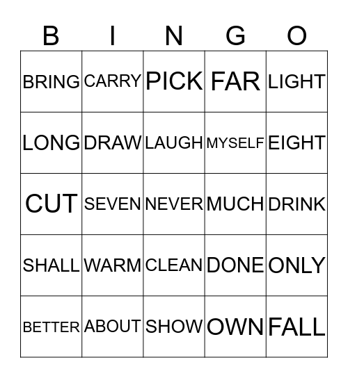 Gaston 2nd/3rd Grade Bingo Card