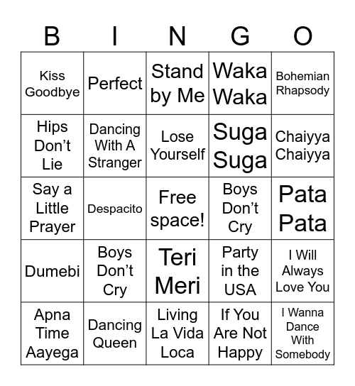 Music Bingo Card