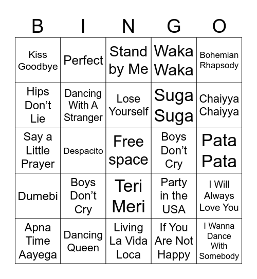 Music Bingo Card