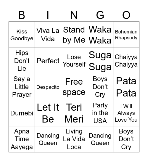 Music Bingo Card