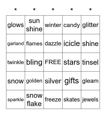 SPARKLE  BINGO Card