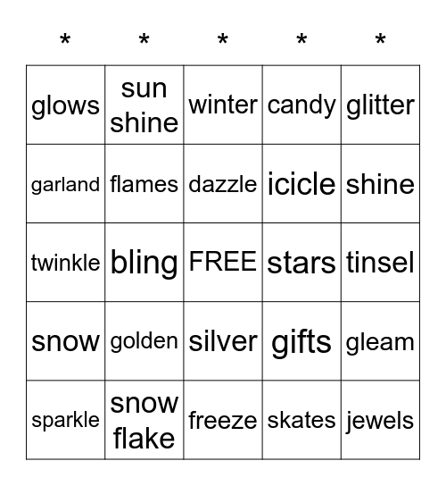 SPARKLE  BINGO Card