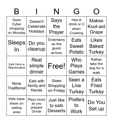 THANKSGIVING Bingo Card