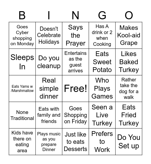 THANKSGIVING Bingo Card