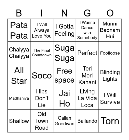 Music Bingo Card