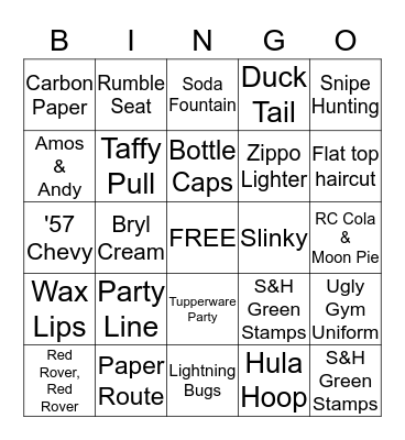 The Good Old Days Bingo Card