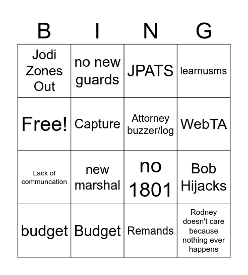 Meeting Bingo Card