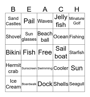 BEACH "O" Bingo Card