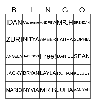 GUESS WHO Bingo Card