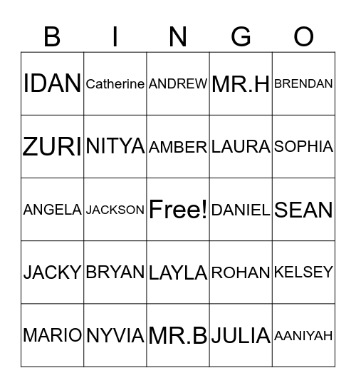 GUESS WHO Bingo Card