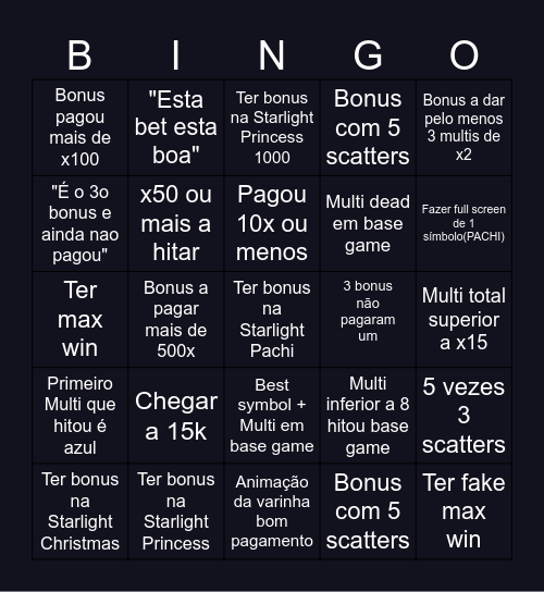 GOD PRINCESS Bingo Card