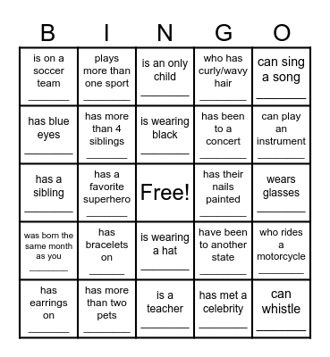 Find Someone Who... Bingo Card