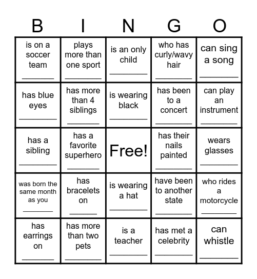 Find Someone Who... Bingo Card