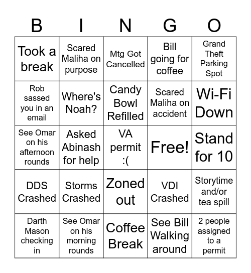 DDS Bingo Card