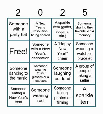 New Year Bingo Card