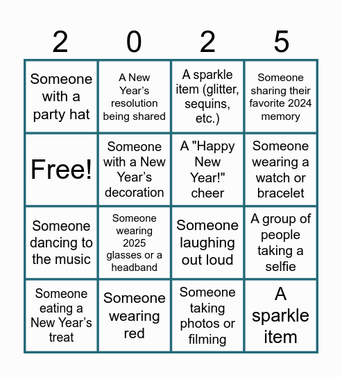 New Year Bingo Card