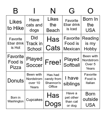 Bellevue Bingo Card