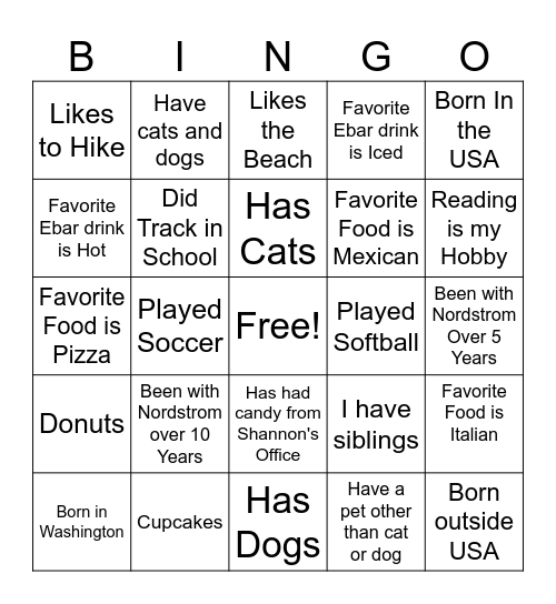 Bellevue Bingo Card